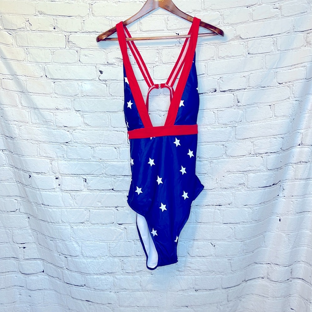 Sea Grove Red White & Blue Stars One-Piece Swimsuit Size XXXL Great Condition
